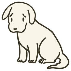 座っている犬のイラスト_困り顔