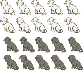 座っている犬のイラストセット
