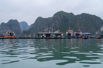 Floating Fishing Village in Ha long Bay, Vietnam