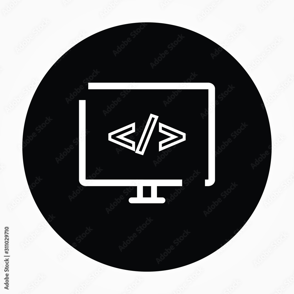 Poster programming on monitor icon design vector