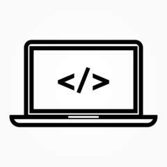 Programming on monitor sign icon vector illustration