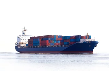  Cargo container ship on white background © kamontad123