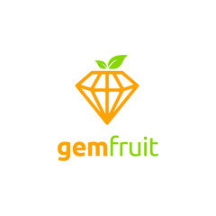 Golden Fruit Crystal, Gold Diamond Gem Nature Jewelry logo design