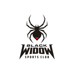 Silhouette Black Widow Spider Insect Arthropod Emblem Sport logo design 