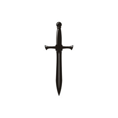 Medieval Black Sword Knight. Dagger Knife Blade Silhouette logo design vector