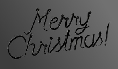 Merry Christmas Lettering in Black and White. Dark Low Poly Vector Greyscale Silhouette 3D Rendering