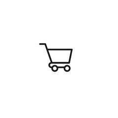 Black line shopping cart simple icon isolated on white background.