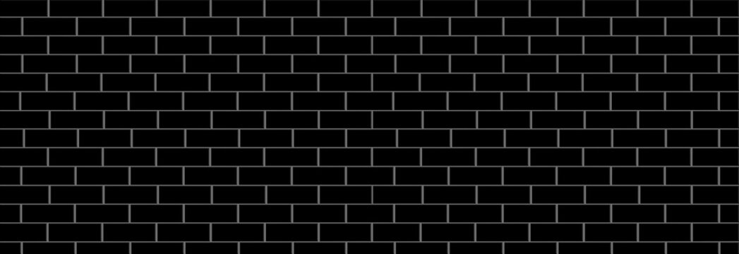 black brick tile wall or ceramic subway texture for background