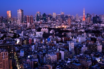 Obraz premium Nocny widok na Tokio