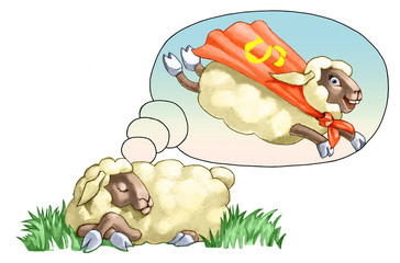dreaming super sheep humor draw