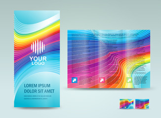 Tri-fold 3d line waves Colorful Stripes Design Template