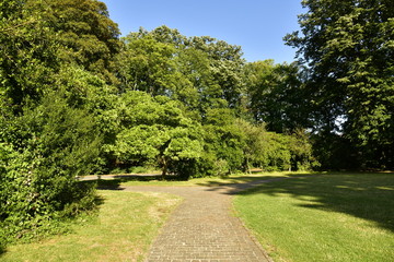 Chemin en pavés dans l'une des clairières aménagées du parc Josaphat à Schaerbeek