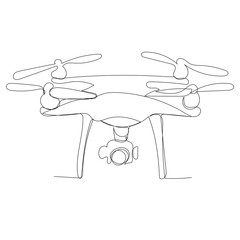isolated, quadrocopter drawing in one continuous line
