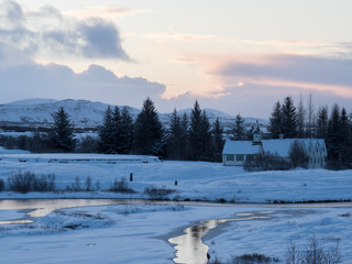 Paysage en hiver, Pingvellir, Cercle d'Or, Islande