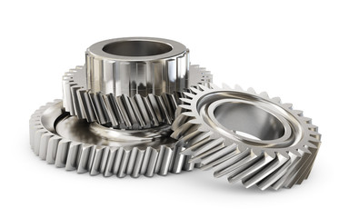 Steel gears isolated on a white background. Clipping path included. 