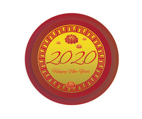 Happy Chinese New Year 2020. Year of the Rat. flowers and chinese traditional pattern, sign symbol background, vector illlustration.