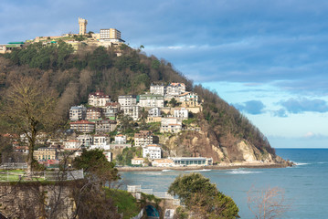 Bay of San Sebastian, Igueldo mountain as background , Basque Country, Spain