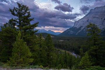 Landscape close to Banff during sunset, Alberta, Canada