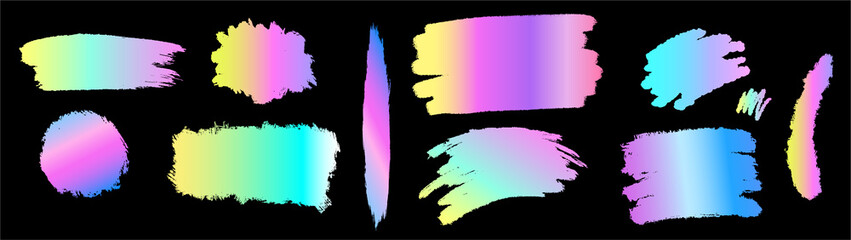 sticker holographic gradient vector set	