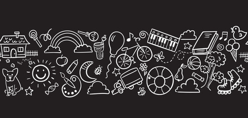 Doodle set of objects from a child&rsquo;s life