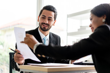 Business People Talking Together Discussing Plan Profit of Project