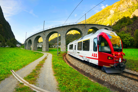 Brusio bridge viaduct, Train of the АВВ - Asea Brown Boveri Ltd