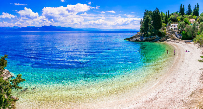 Paxos island with great deserted beaches - beautiful Levrechio bay. Ionian islands of Greece