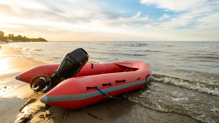 Red Inflatable Lifeboat.