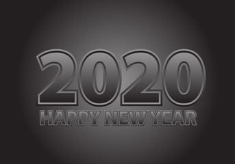 Happy New Year 2020 grey tone number text design for holiday countdown festival celebration party vector illustration.