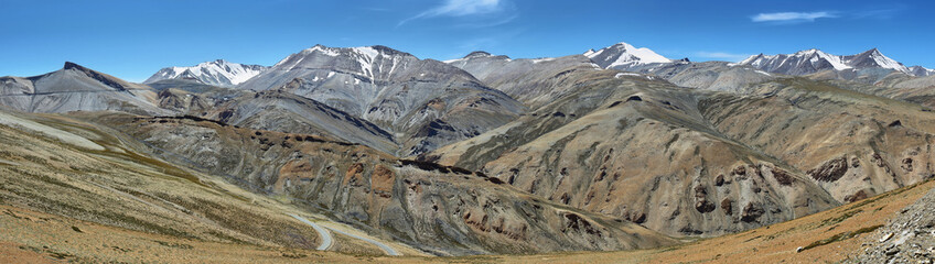 Panoramic View of mountains in Taglang La pass, Ladakh, India