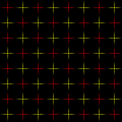 Bright yellow and red stars on a black background.