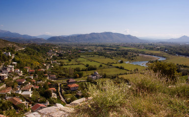 Fototapeta na wymiar Landmarks of Albania. View from the Rozafa fortress in Shkodar.