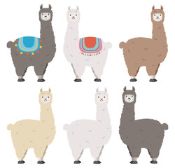 lama alpaka vektor set in verschiedenen farben © rosifan19