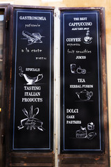 blackboard with pub menu