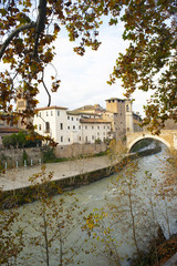 Fototapeta premium Tiber island in Rome old town