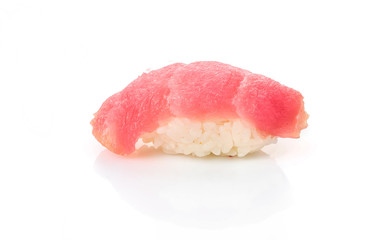 traditional fresh japanese sushi rolls on a white background