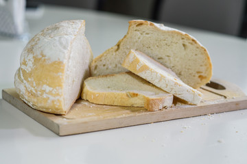 Delicious wheat bread on a table in a cozy coffee shop