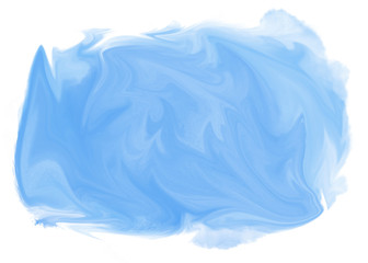 Blue brush watercolor liquid splash. Ethereal background for web site , template design or backdrop on white background. Digital abstract illustration artwork with copy space.