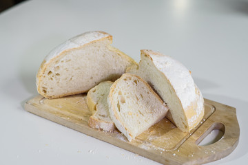 Delicious wheat bread on a table in a cozy coffee shop