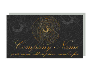 Business Luxury card. Modern Abstract design with poppy flowers decor. Place for texts
