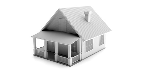 House model toy isolated against white background. 3d illustration