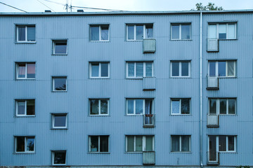 The old block of flats building from soviet era in Riga in Latvia. 