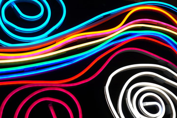 image of colorful wavy neon lines
