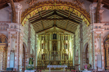 Interior of the Jesuit Mission church in San Ignacio de Velasco, Bolivia