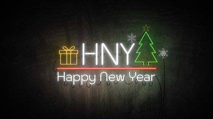 Happy New Year neon sign background new year concept