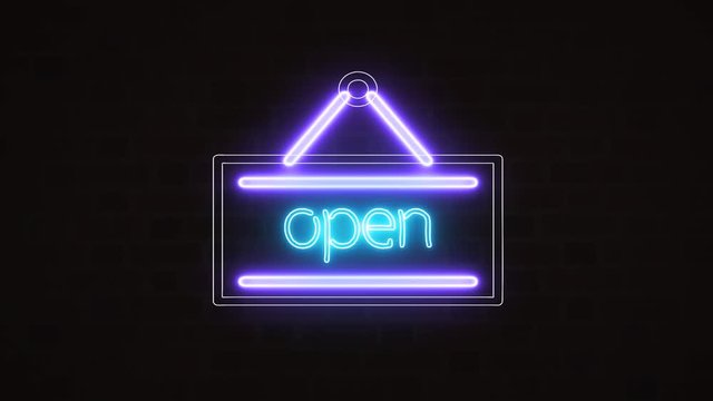 letter open neon sign banner background