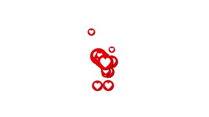 Ukraine, Dnipro - Aug 9 2019: Animation of a blue social media likes and red hearts rising from the bottom up on both sides of the screen. Black background, rendering, alpha channel - Powered by Adobe