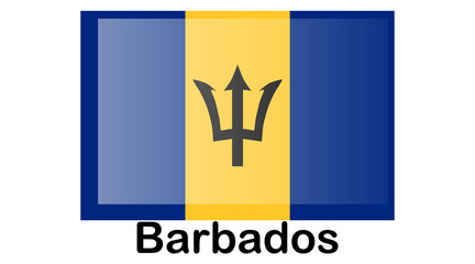 Illustration Flag of Barbados for continue, Flag Of Barbados Isolated On White Background.