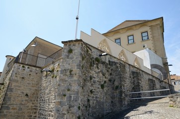 Cobbled steep street  in Pamplona, Spain