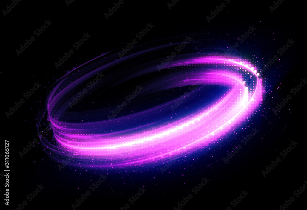 Wall mural glow swirl light effect. circular lens flare. abstract rotational lines. power energy element. lumin